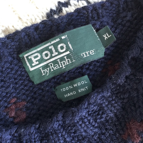 RALPH LAUREN RARE VINTAGE HAND KNIT CLASSIC PULLOVER SWEATER AUTHENTIC/COZY WOOL - Picture 6 of 14